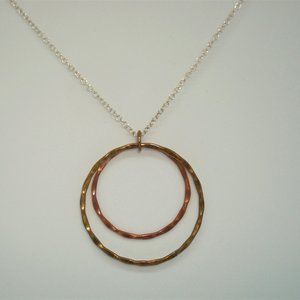18" Sterling Silver, Brass & Copper Necklace